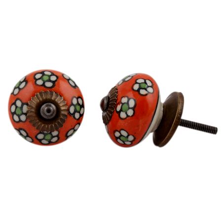 Orange Tiny Flower Cabinet Knob